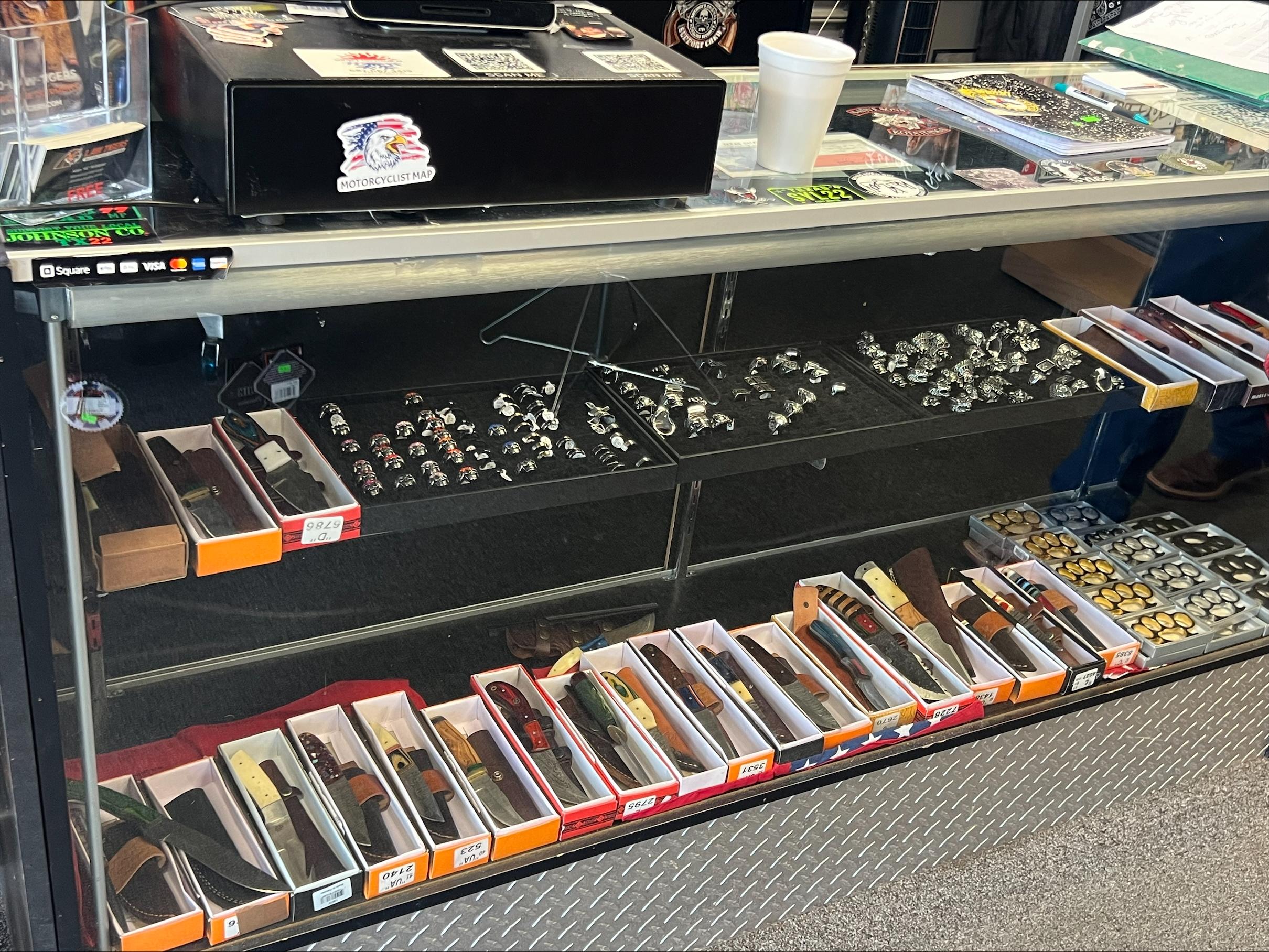 In-store helmet fitting bench (helmets fitted in store)