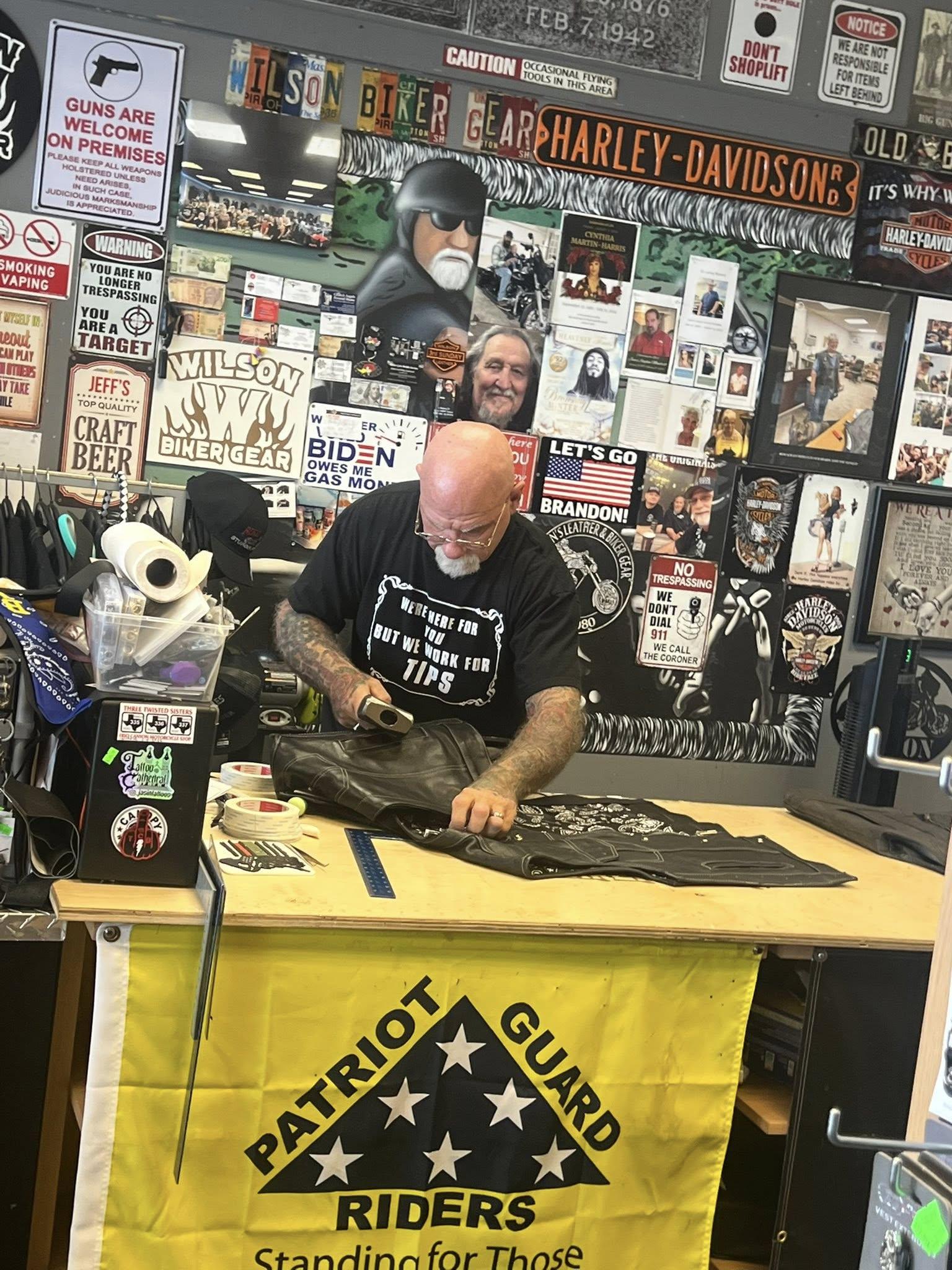 Close-up of patch stitching