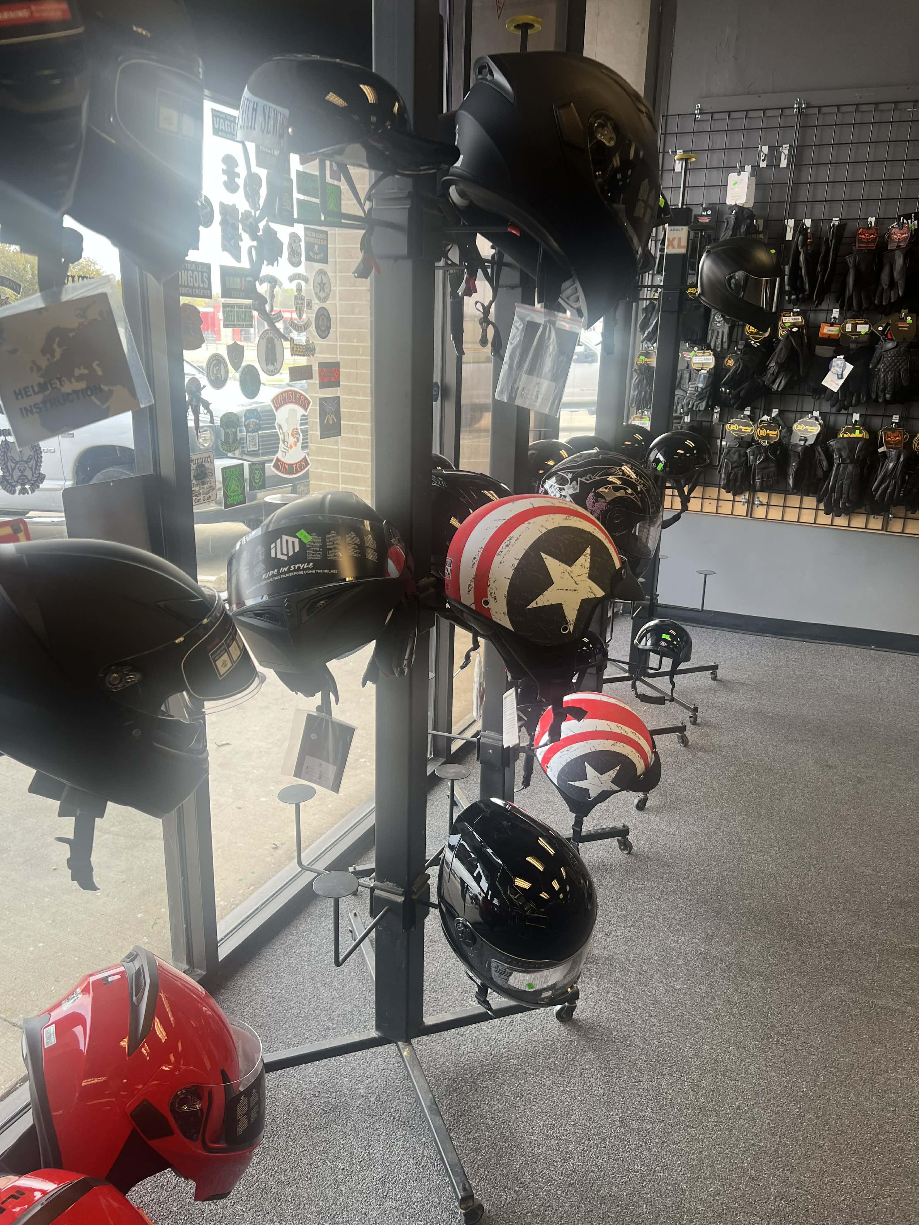 Helmet display inside the shop